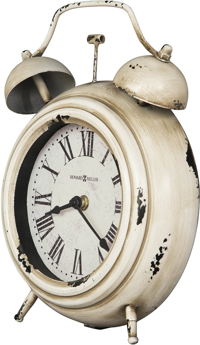 12"H Harriet Mantel Clock Distressed Antique White