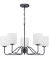 Tobin 5-Light Etched White Glass Modern Chandelier Light Matte Black
