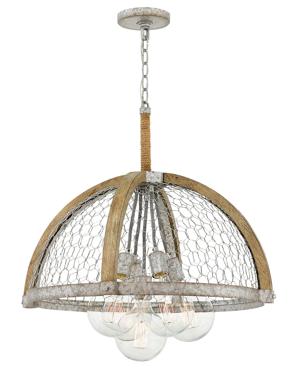 25"W Heywood 5-Light Single Tier in Weathered Zinc