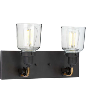 Rushton 2-Light Clear Glass Farmhouse Bath Vanity Light Graphite