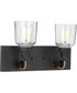 Rushton 2-Light Clear Glass Farmhouse Bath Vanity Light Graphite