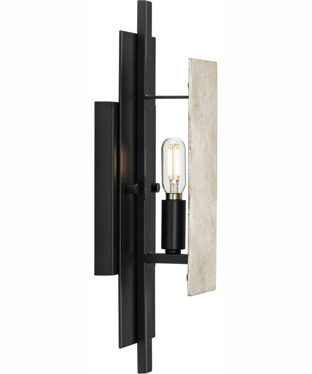 Lowery 1-Light Matte Black/Aged Silver Leaf Industrial Luxe Wall Sconce Matte Black