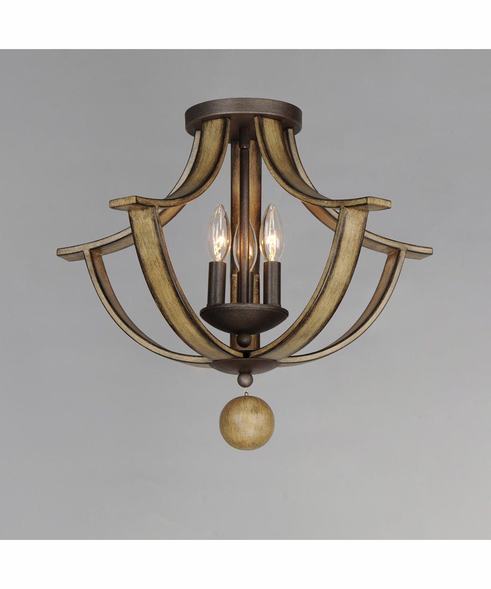 Basque 3-Light Semi-Flush Mount Driftwood/Anthracite