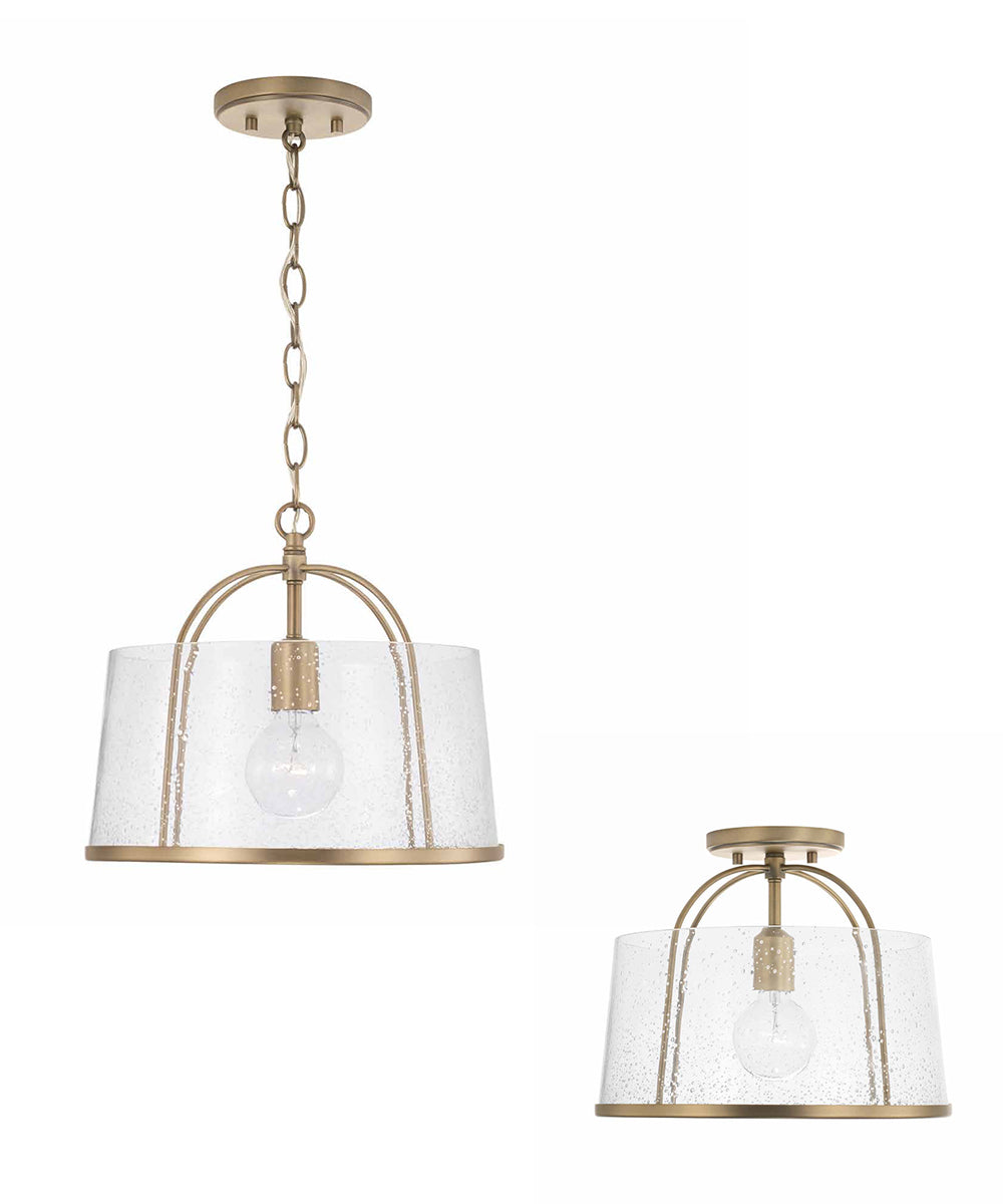 Madison 1-Light Dual-Mount Semi-Flush/Pendant Mount Aged Brass