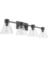 Beldar 4-light Bath Vanity Light Matte Black w/ Clear Glass