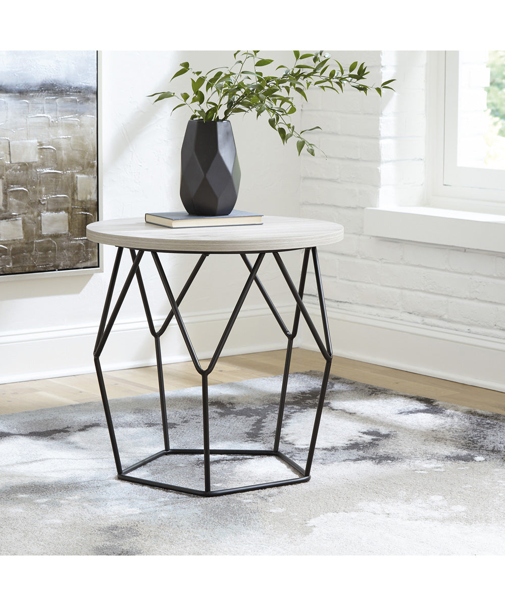 Waylowe Round End Table Light Brown/Black