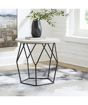 Waylowe Round End Table Light Brown/Black