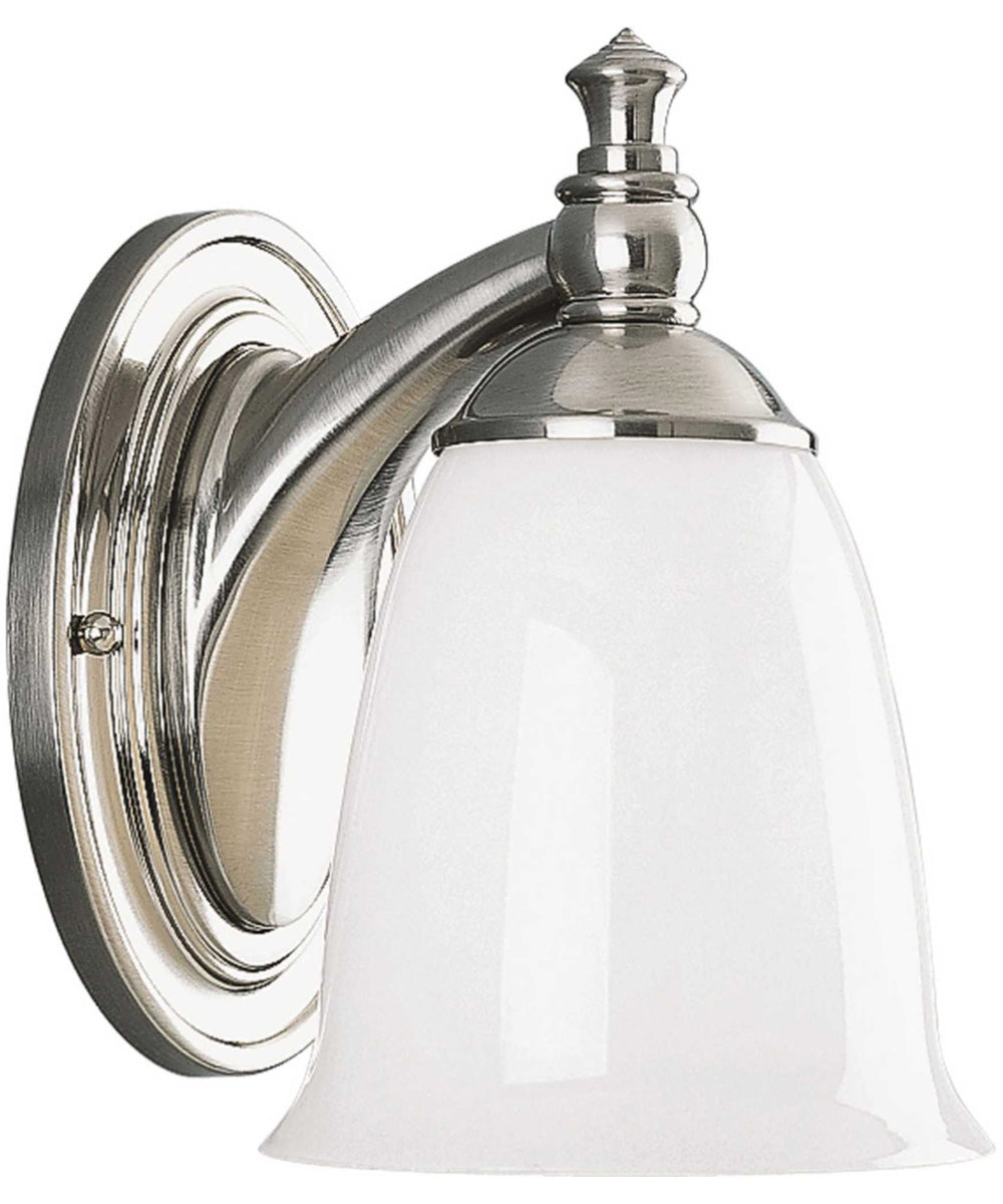 Victorian 1-Light White Opal Glass Farmhouse Bath Vanity Light Brushed Nickel