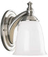 Victorian 1-Light White Opal Glass Farmhouse Bath Vanity Light Brushed Nickel