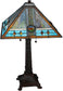 27"H Mission Rose  2-Light Tiffany Table Lamp Brown