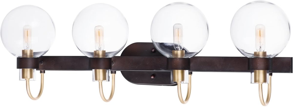 33"W Bauhaus 4-Light Bath Vanity Bronze / Satin Brass