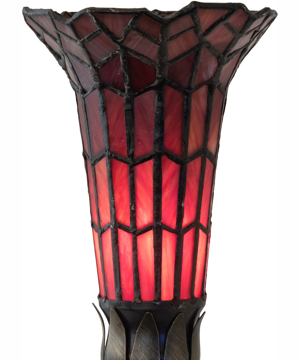 15" High Stained Glass Pond Lily Nouveau Lady Accent Lamp