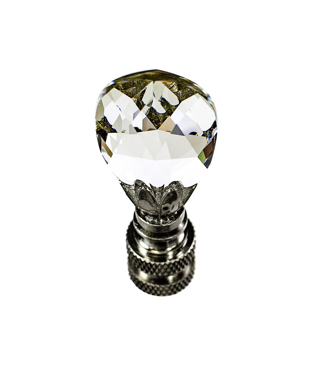 Stephanov Crystal Small Teardrop Nickel Base Lamp Finial 2.5"h