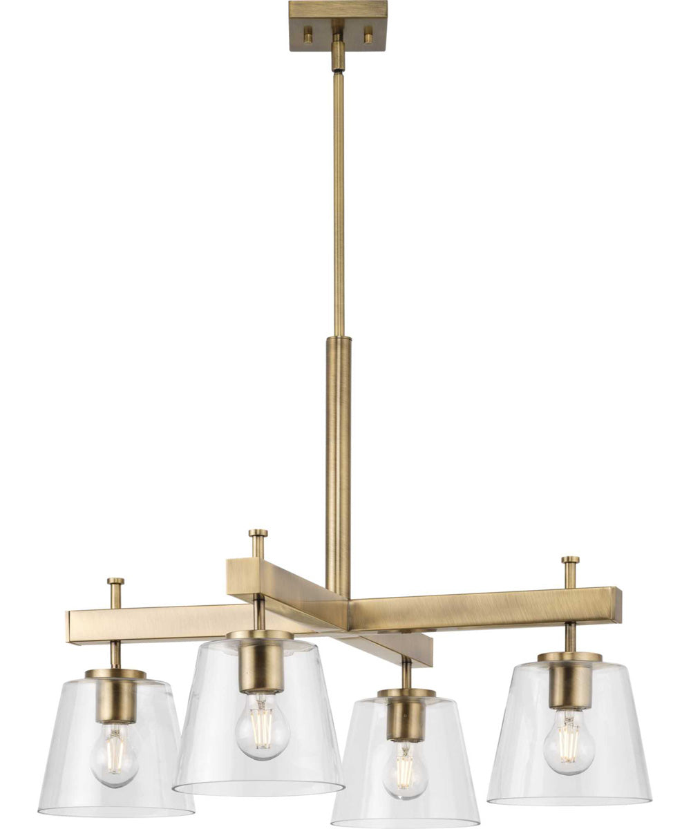 Saffert 4-Light New Traditional Clear Glass Chandelier Light Vintage Brass