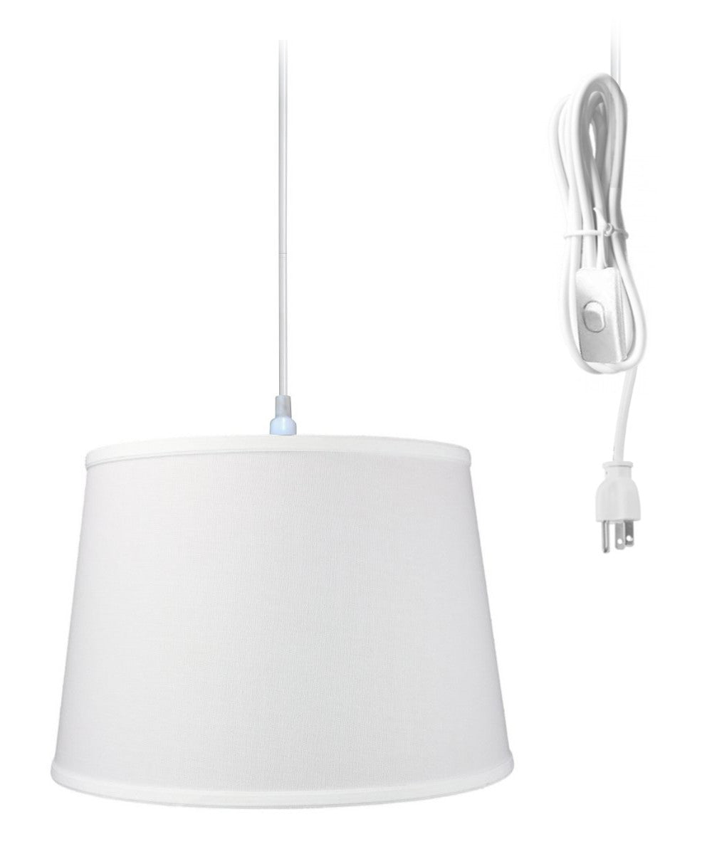 16"W 1 Light Swag Plug-In Pendant  White Shade White Cord