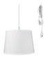 16"W 1 Light Swag Plug-In Pendant  White Shade White Cord