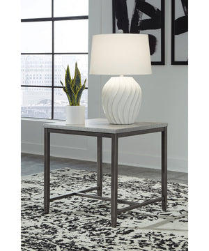 Shybourne Square End Table Gray/Aged Bronze