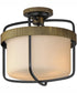 Ruffles 3-Light Semi Flush Mount Black / Antique Brass