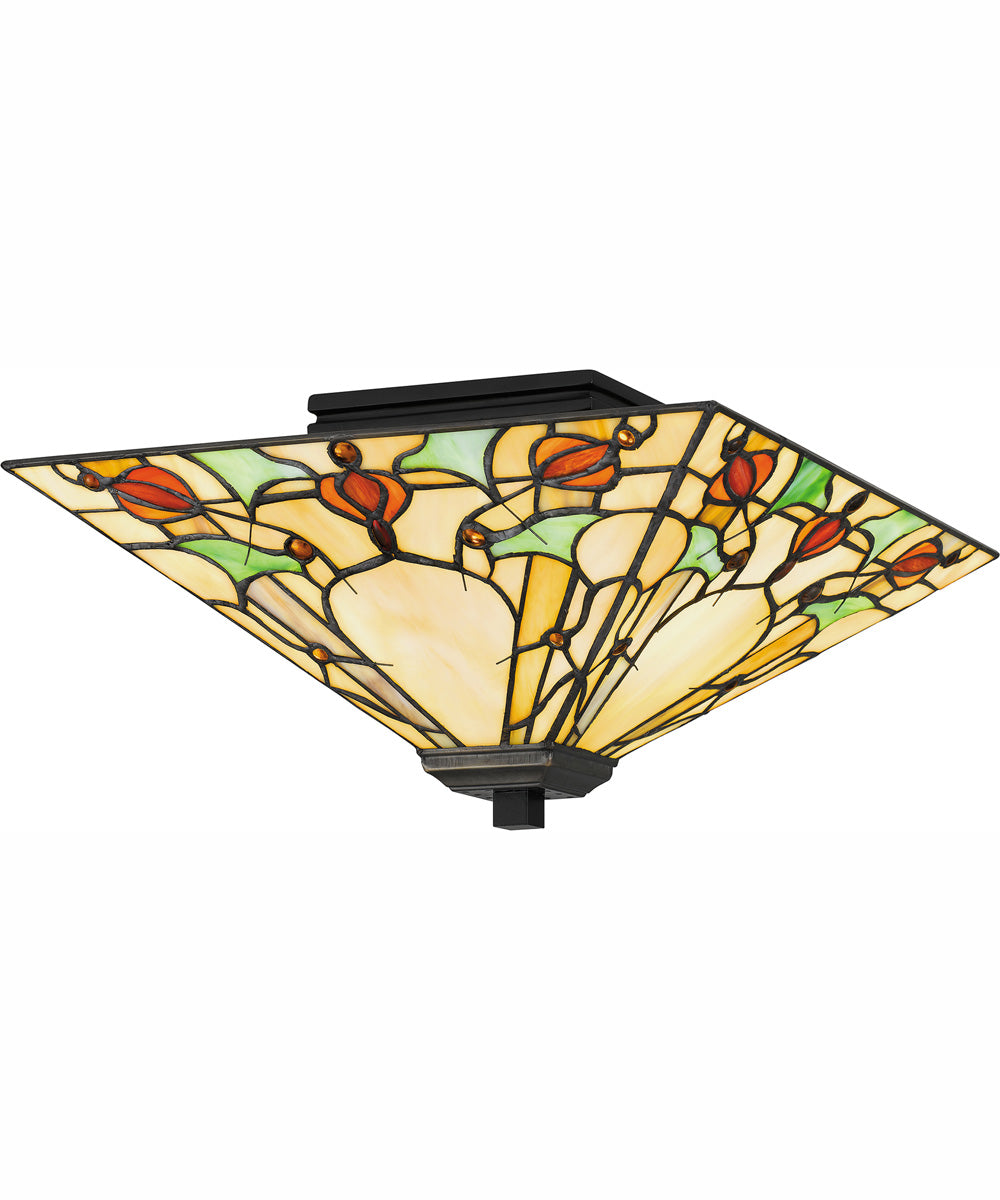 Tiffany Medium 2-light Flush Mount Matte Black