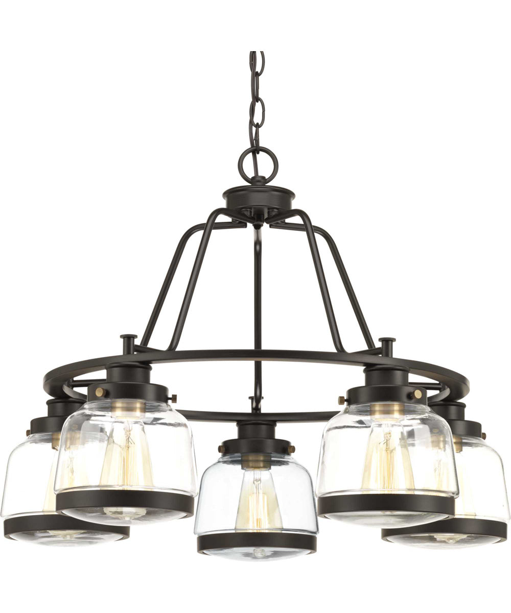Judson 5-Light Clear Glass Farmhouse Chandelier Light Antique Bronze