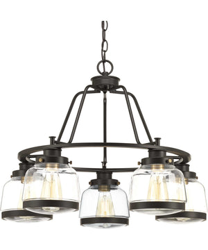 Judson 5-Light Clear Glass Farmhouse Chandelier Light Antique Bronze
