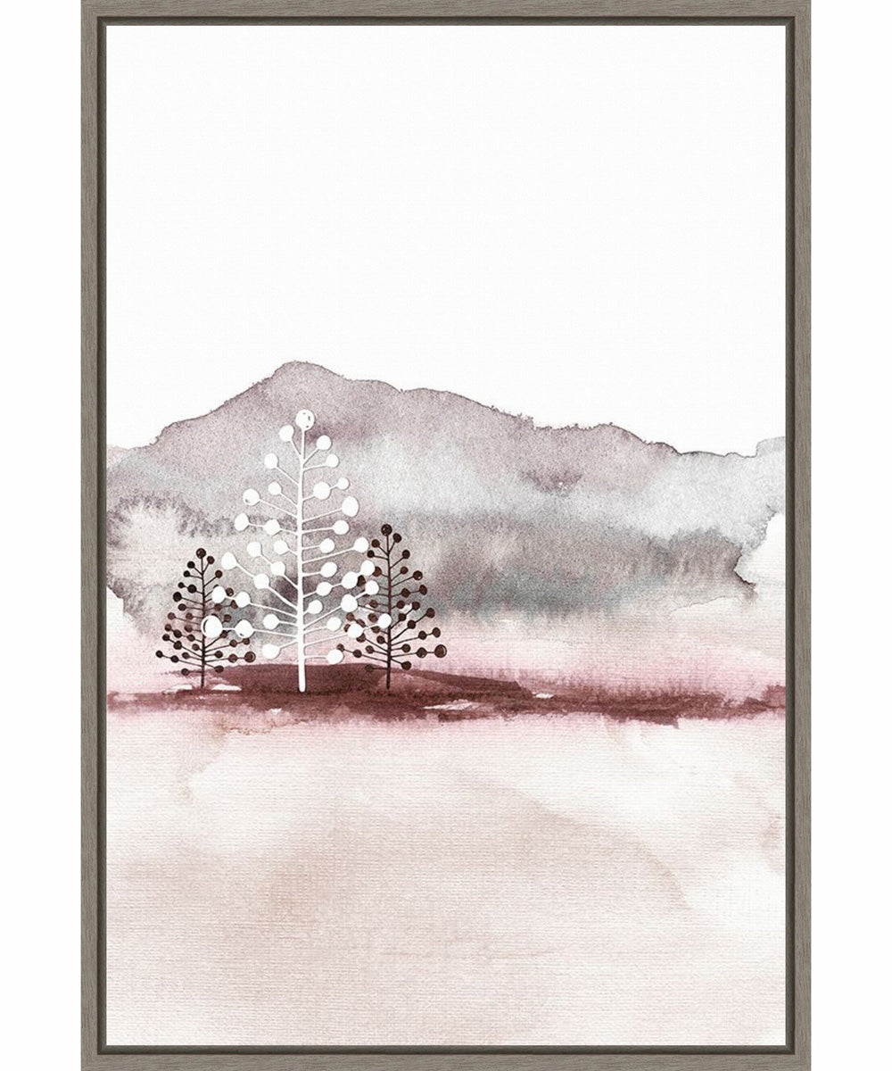 Framed Holiday Time 2 Christmas Trees by Design Fabrikken Canvas Wall Art Print (23  W x 33  H), Sylvie Greywash Frame