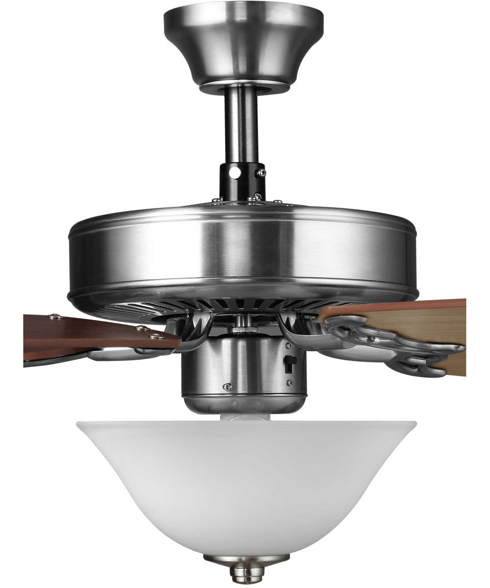AirPro 52" 5-Blade Ceiling fan with White Etched Light Kit Brushed Nickel