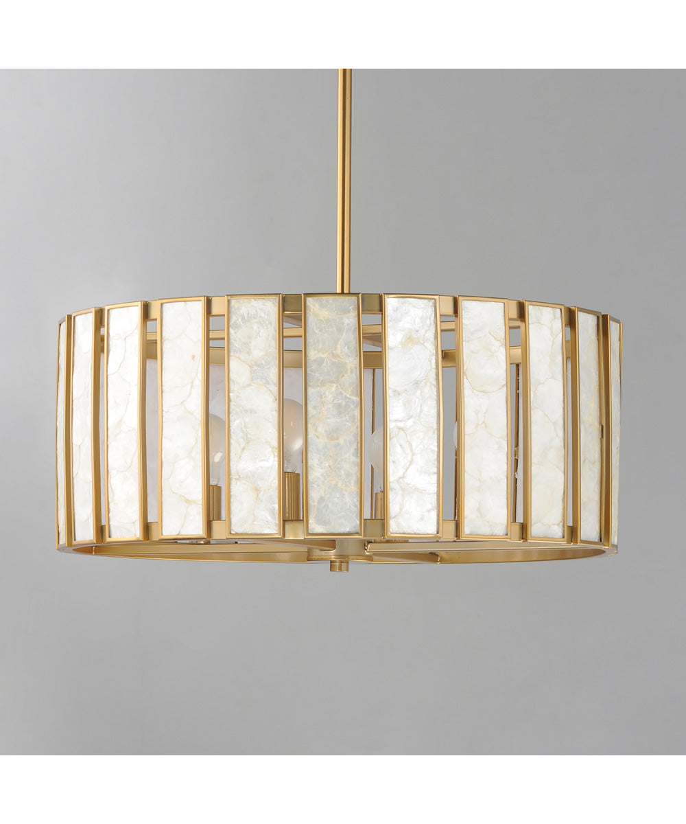 Miramar 4-Light Pendant Capiz / Natural Aged Brass