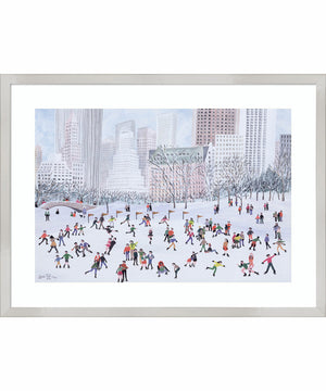 Skating Rink Central Park New York by Judy Joel Wood Framed Wall Art Print (25  W x 19  H), Svelte Silver Frame