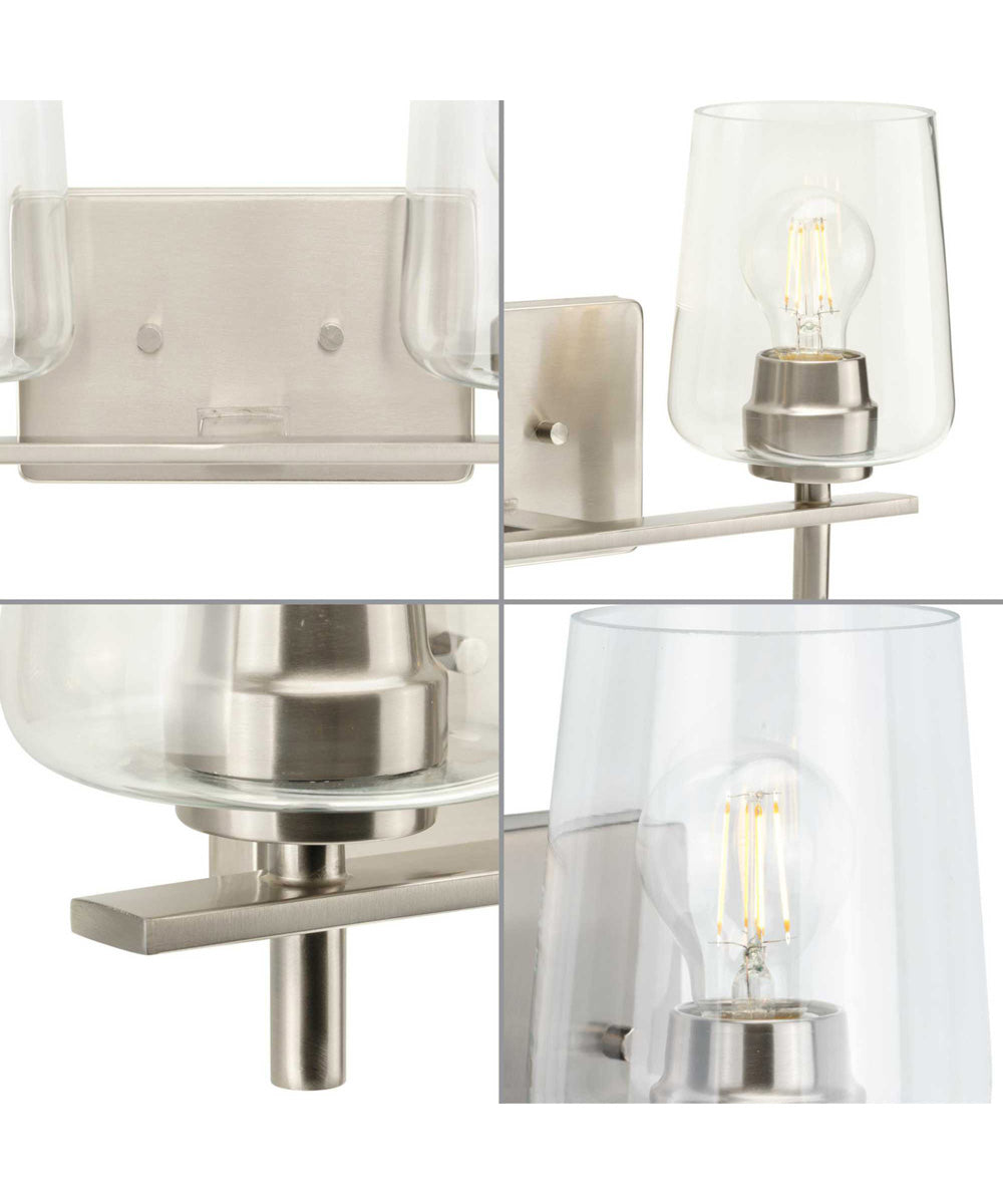 Calais 2-Light New Traditional Clear Glass Bath Vanity Light Brushed Nickel
