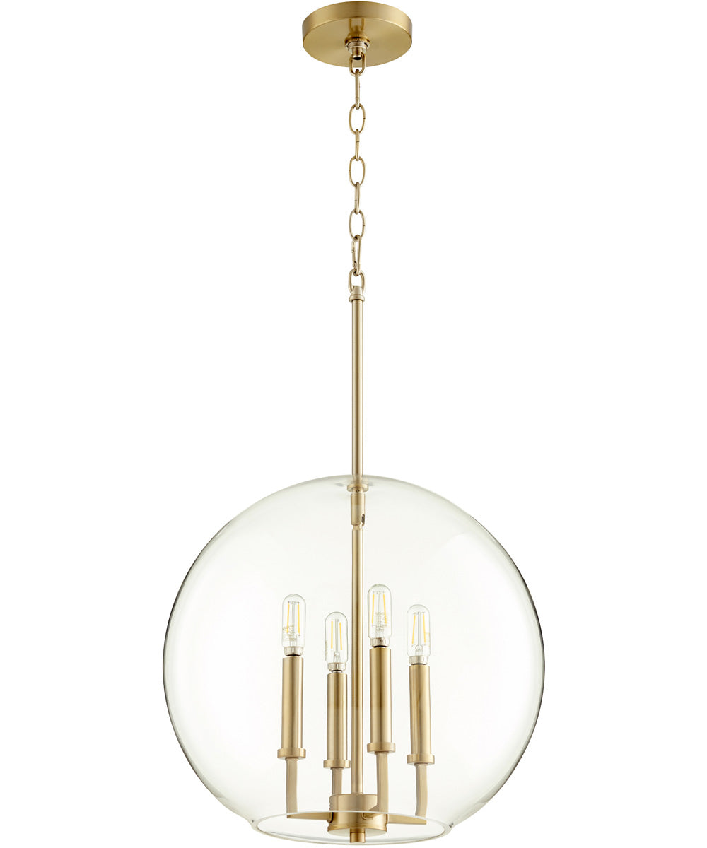 16"W 4-light Pendant Aged Brass
