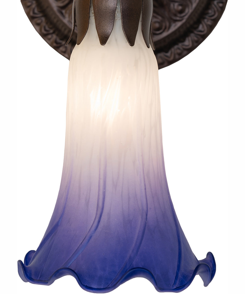 5.5" Wide Blue/White Tiffany Pond Lily Wall Sconce