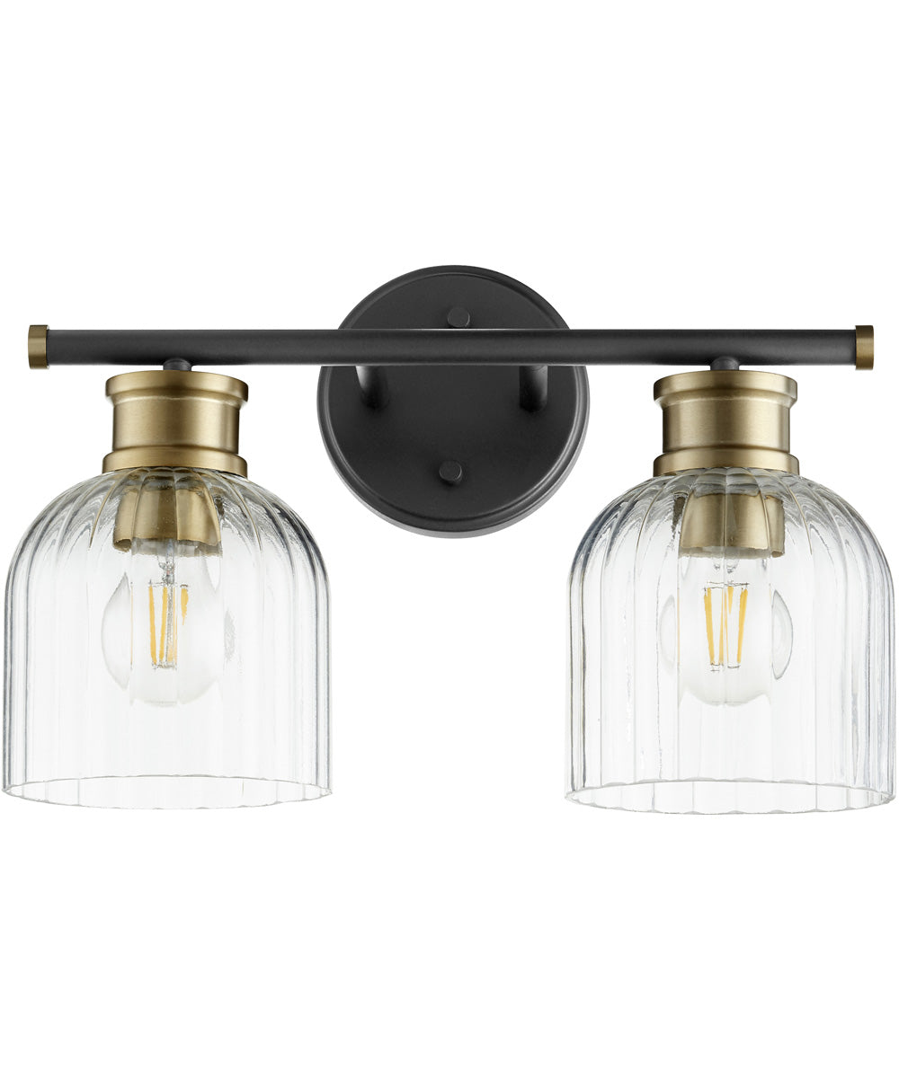 Monarch 2-light Bath Vanity Light Noir w/ Aged Brass