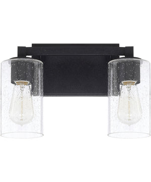 Ravenwood 2-Light Vanity In Black Iron With Clear Seeded Glass
