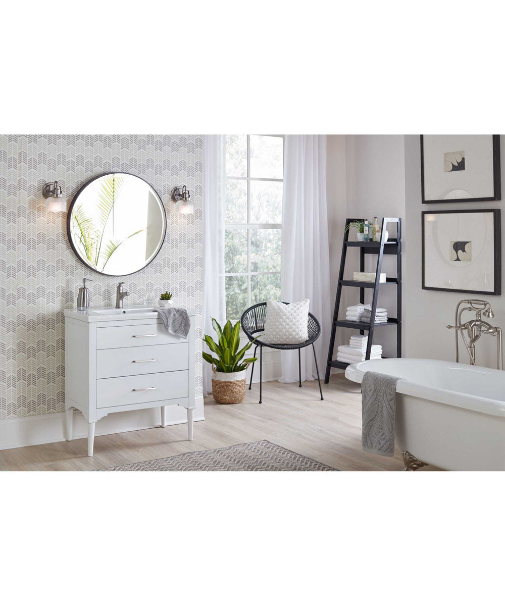 Archie 1-Light Clear Double Prismatic Glass Coastal Bath Vanity Light Antique Nickel