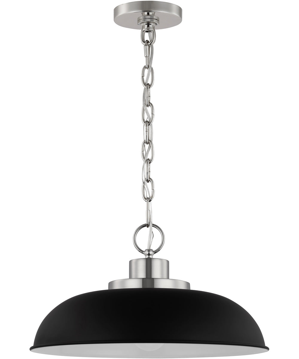 Colony 1-Light Pendant Matte Black / Polished Nickel