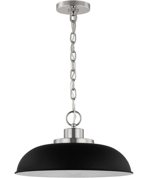 Colony 1-Light Pendant Matte Black / Polished Nickel