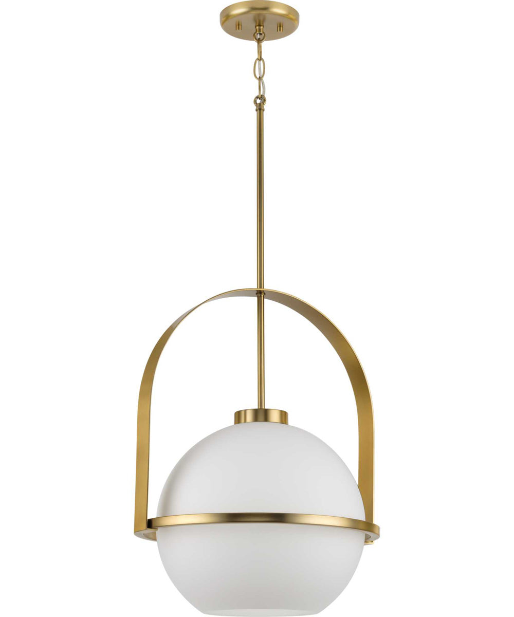 Delayne 1-Light Mid-Century Modern Etched Opal Glass Pendant Light Brushed Bronze