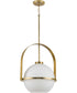 Delayne 1-Light Mid-Century Modern Etched Opal Glass Pendant Light Brushed Bronze