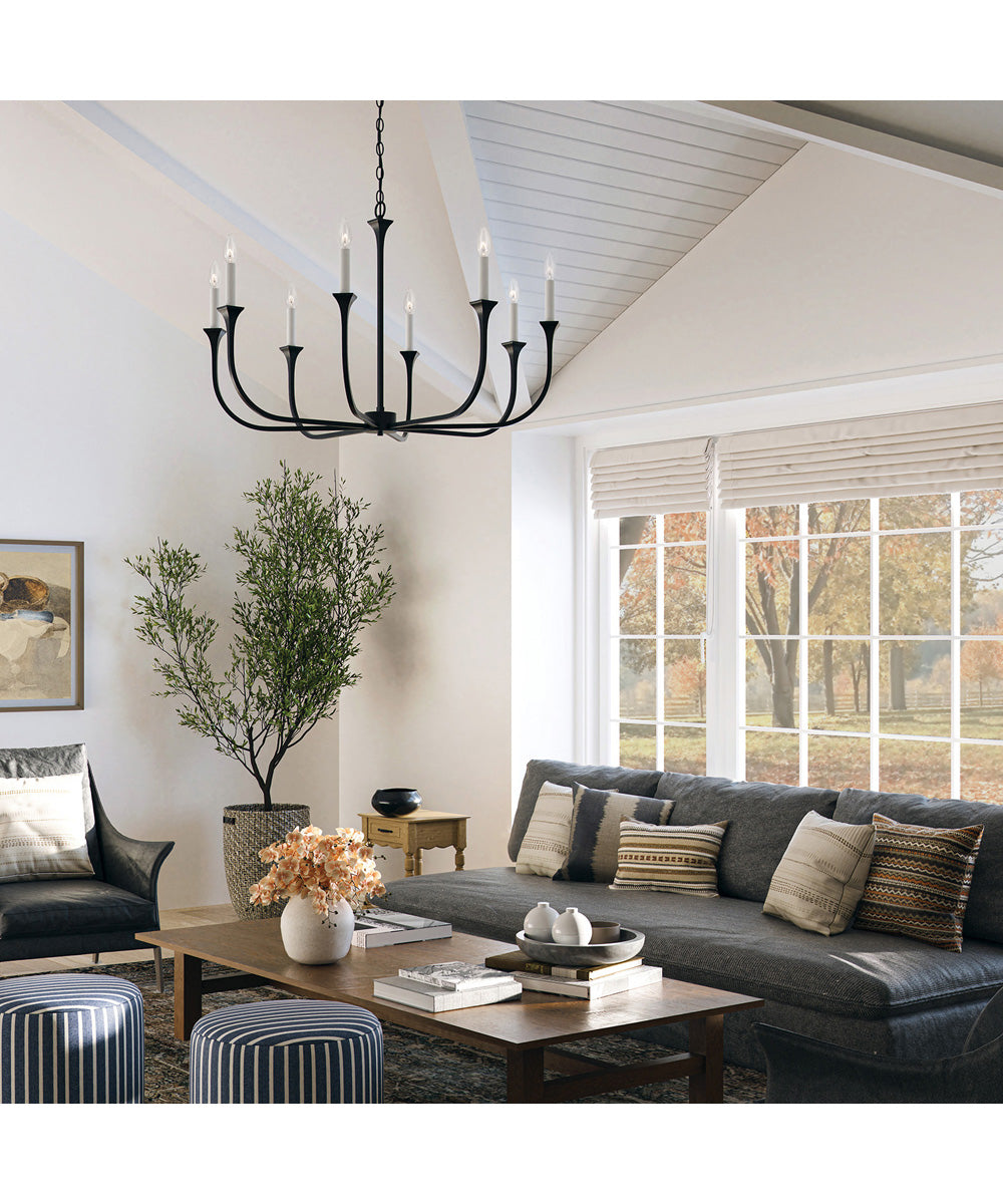 Decklan 8-Light Chandelier Black Iron