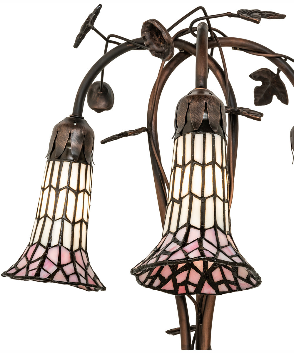 58" High Stained Glass Pond Lily 3 Light Floor Lamp