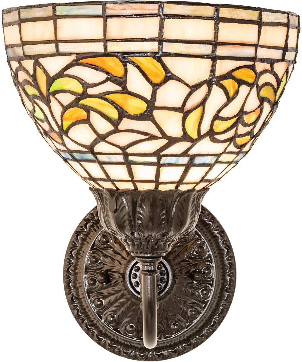 8" Wide Tiffany Turning Leaf Wall Sconce