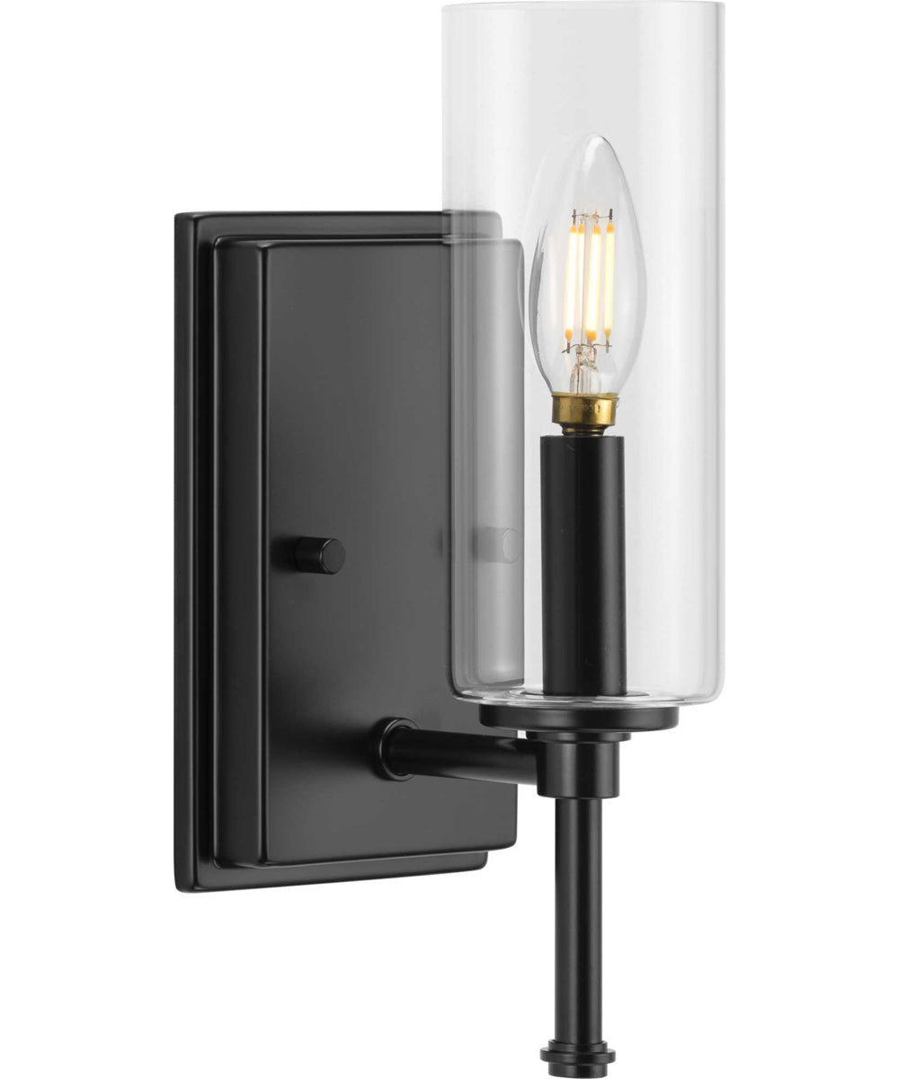 Elara 1-Light New Traditional Clear Glass Bath Vanity Light Matte Black