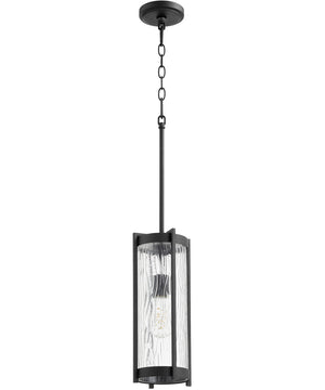 16"H 1-light Pendant Noir w/ Clear Chisseled Glass