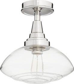 13"W 1-light Ceiling Flush Mount Polished Nickel