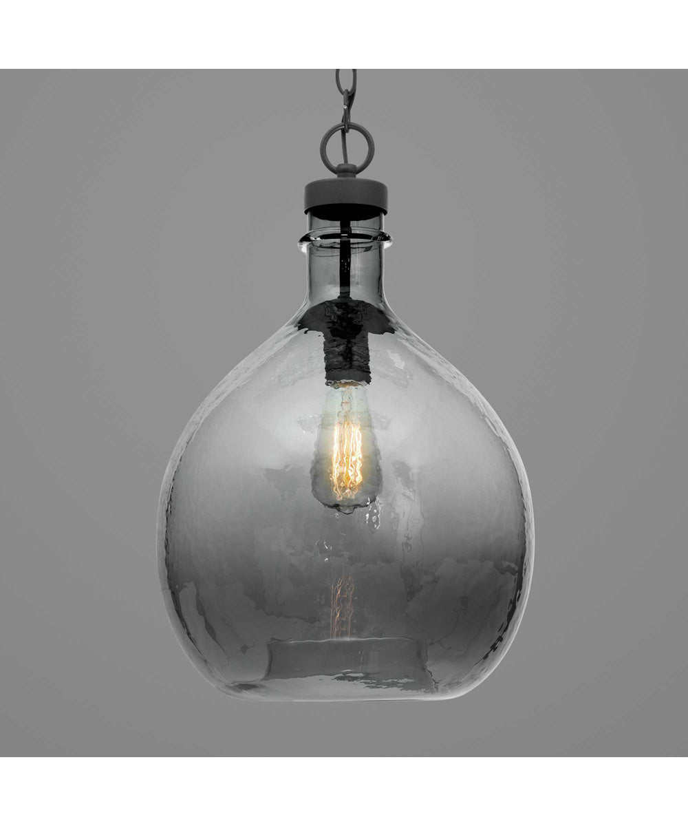 Zin 1-Light Recycled Blue Textured Glass Global Pendant Light Antique Bronze