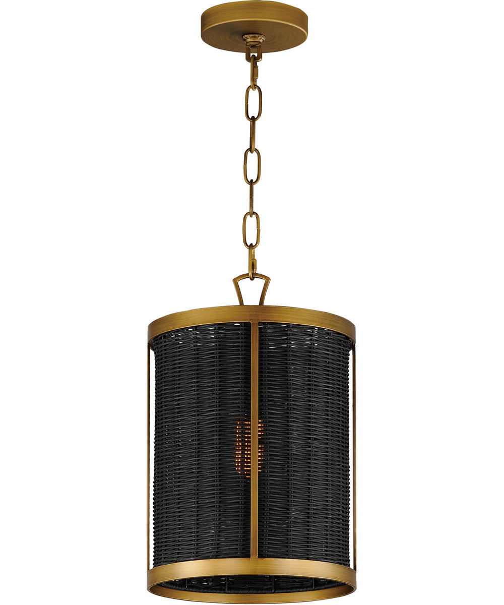 Rattan 1-Light Pendant Natural Aged Brass