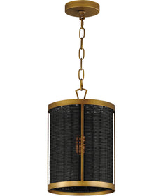 Rattan 1-Light Pendant Natural Aged Brass