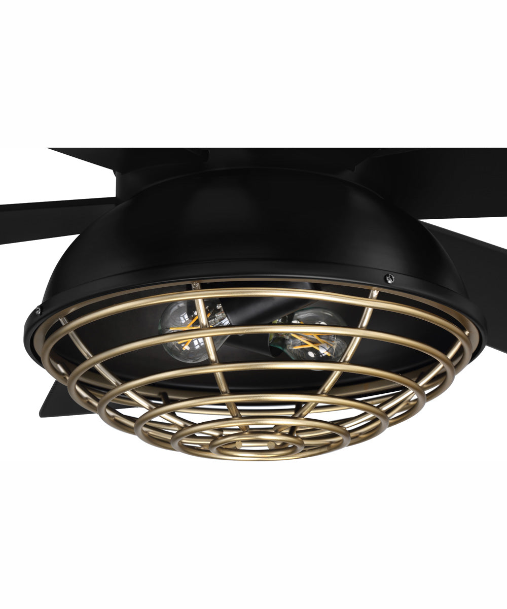 52" Rugged 2-Light Indoor/Outdoor Ceiling Fan Flat Black/Satin Brass