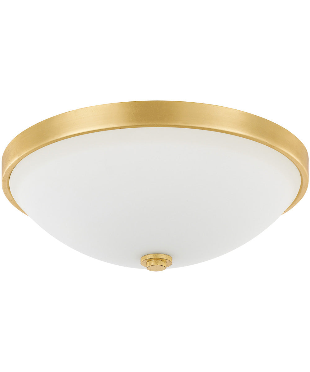 2-Light Flush Mount In Capital Gold With Soft White Glass